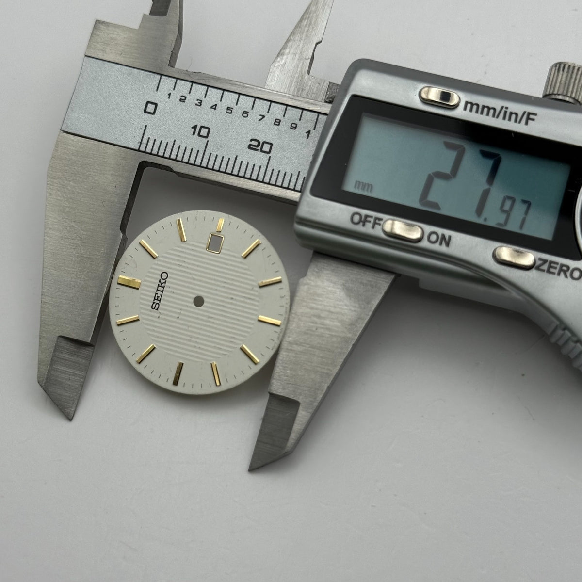 Seiko V739-0B38 Watch Dial White Japan Vintage Spare Parts Repair 27.9mm