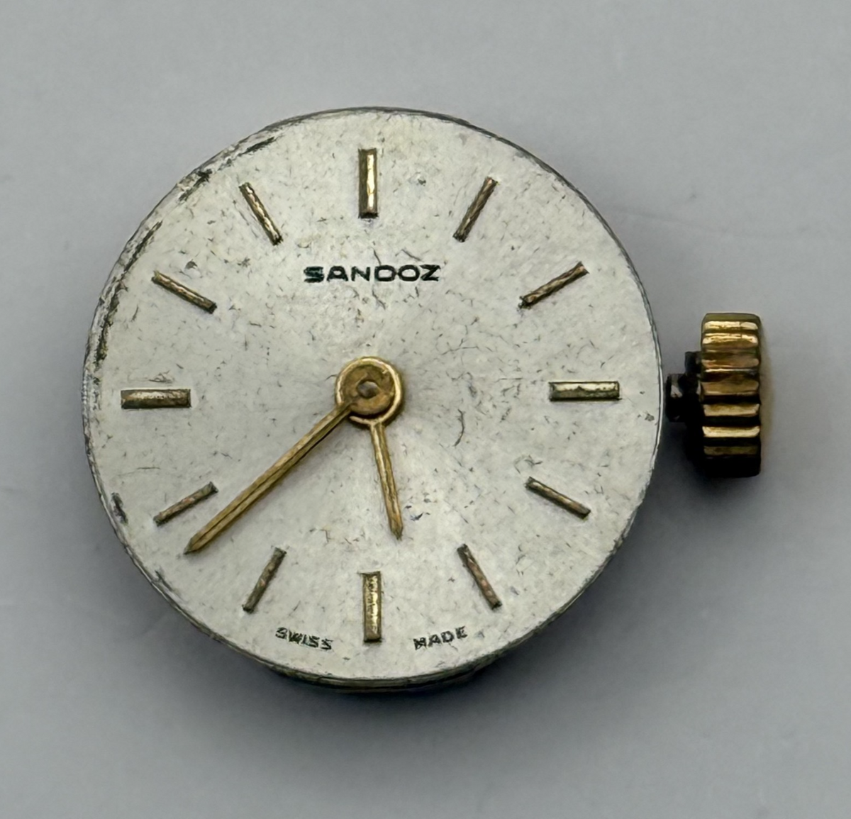 FE 68E4 Watch Movement Sandoz 17 Jewels Swiss Manual Wind Parts Repair 13.1mm