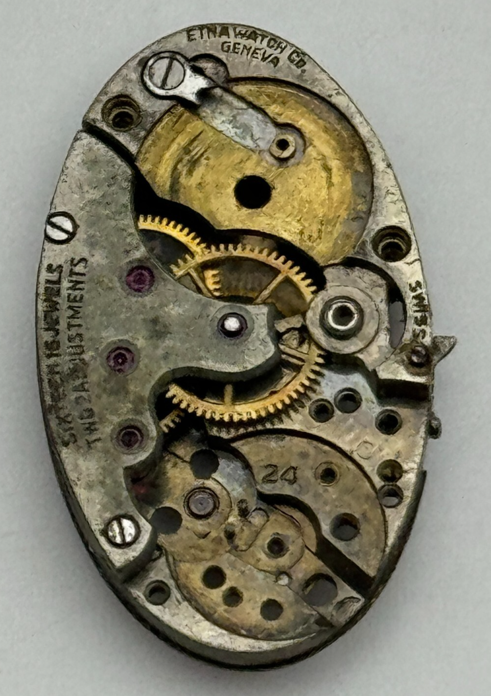 AS 24 Watch Movement A. Schild 24 Etna Incomplete Parts Repair 15.2mm 