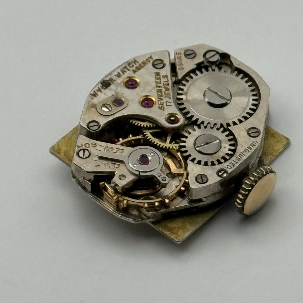Wyler Incaflex Watch Movement 17 Jewels Swiss Manual Wind Parts Repair 15mm