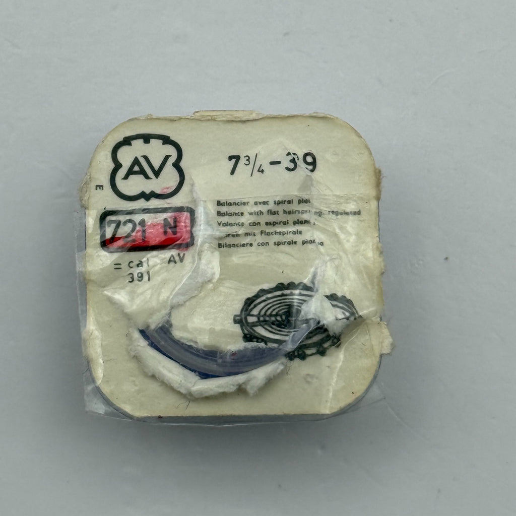 AV 39 391 Balance Wheel Complete And Spring 721 N 7¾''' Watch Movement Parts NOS