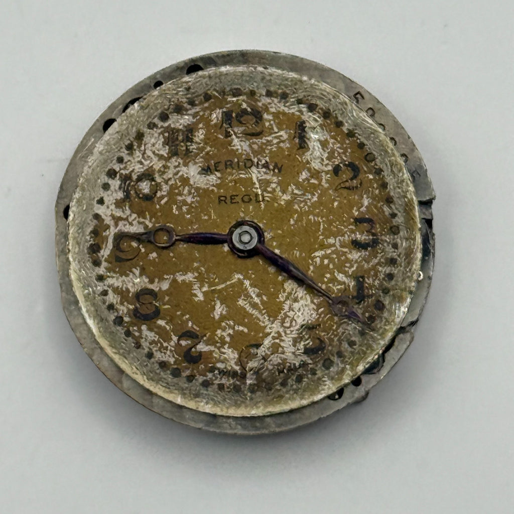 Meridian Regd Watch Movement 15 Jewels 6 Adjustments Manual Wind Parts 23.6mm
