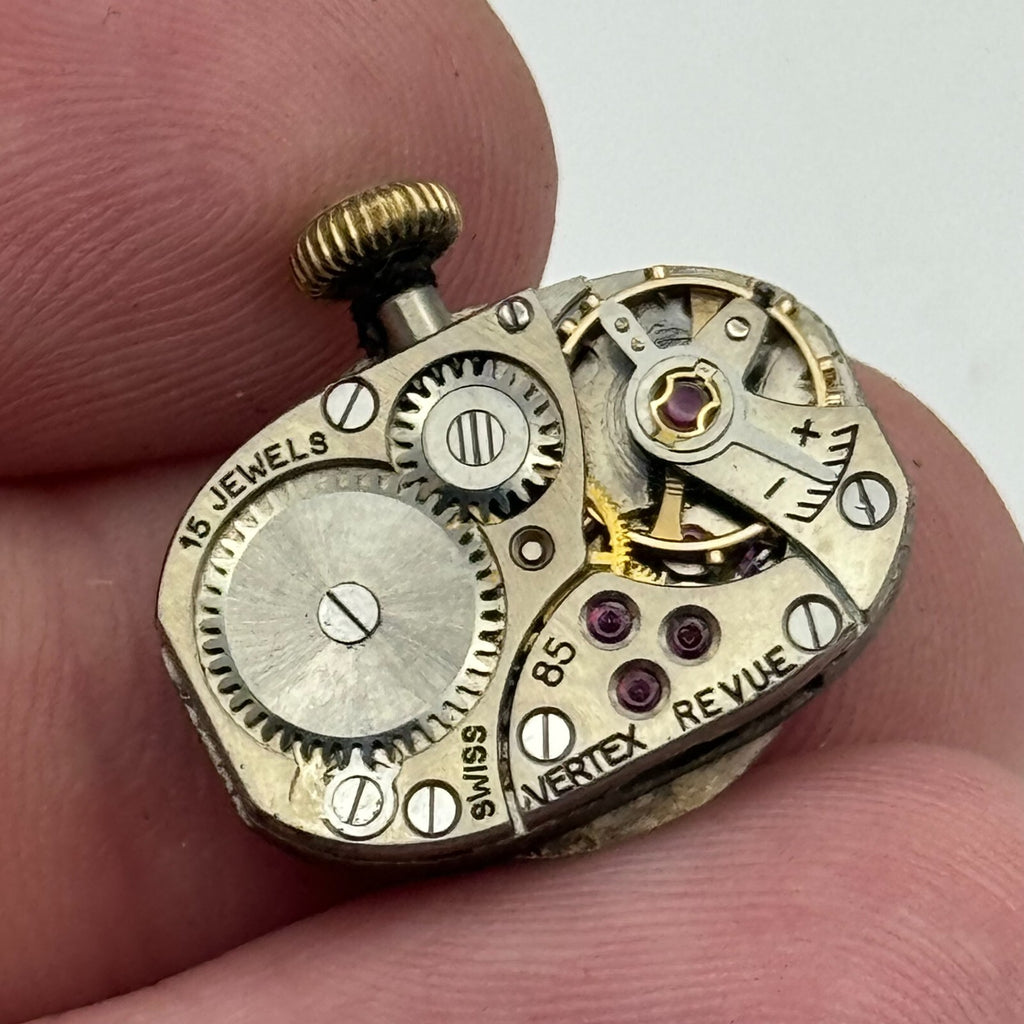 Vertex Revue 85 Watch Movement Running Manual Wind 15 Jewels Swiss Parts 12.7mm