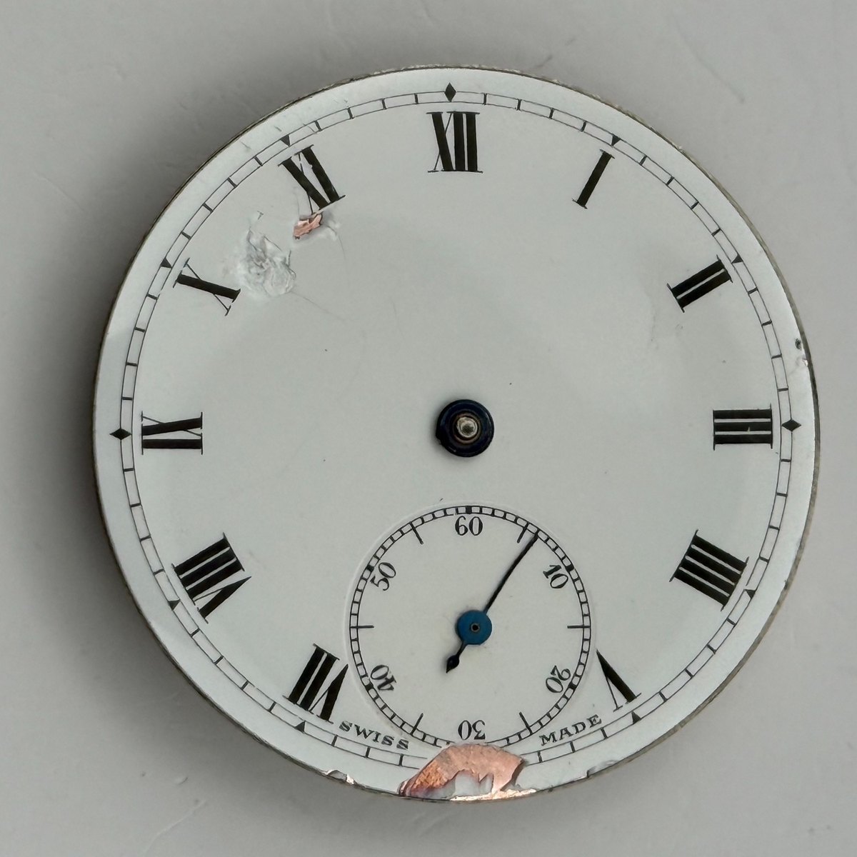 Hunter Pocket Watch Movement 15 Jewels Sub Seconds 3 Adj Swiss Parts 40.2mm
