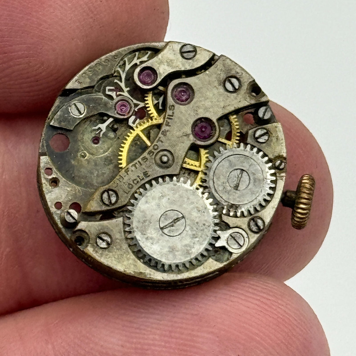 Tissot Watch Movement C.H.F & Fils Locle Rare Early Manual Wind Parts 19.7mm