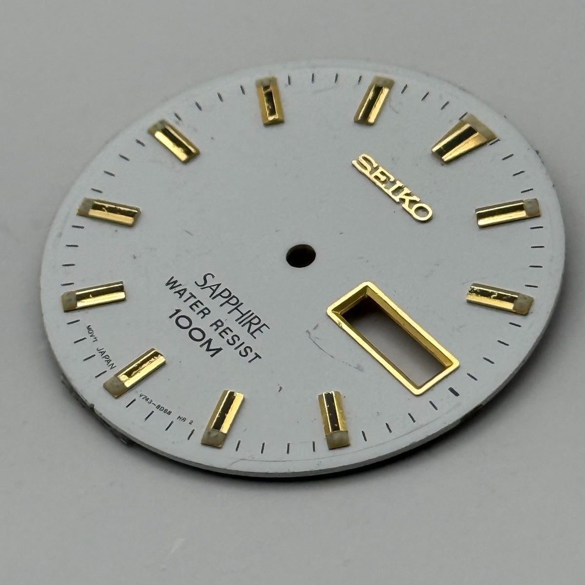 Seiko V743-8D60 Watch Dial Sapphire 100M White Japan Spare Parts Repair 29.4mm