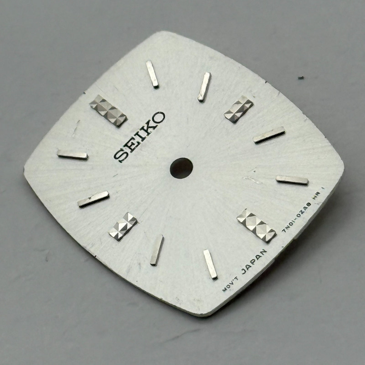 Seiko 7N01-0ZA8 Watch Dial Tonneau Silver Japan Spare Parts Repair 17.3mm