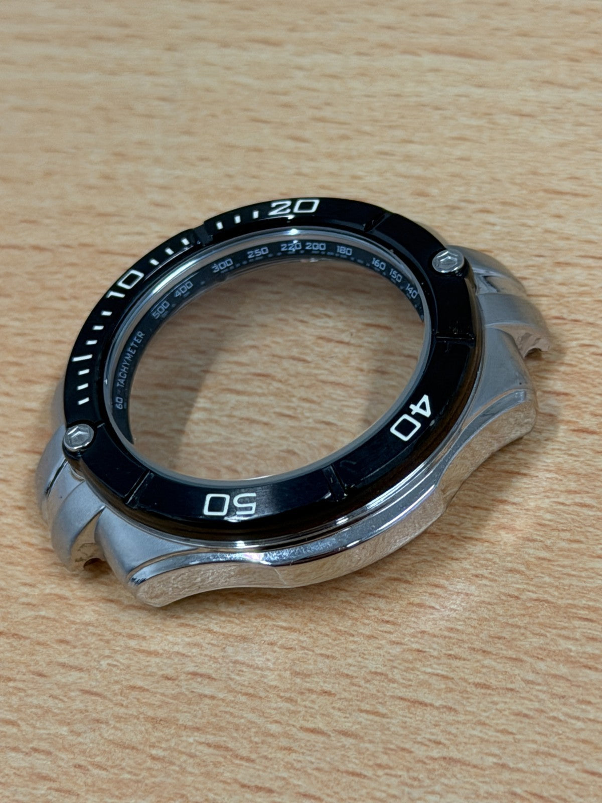 Seiko Chronograph Watch Case - Tachymeter Black Bezel - New Old Stock - 42mm