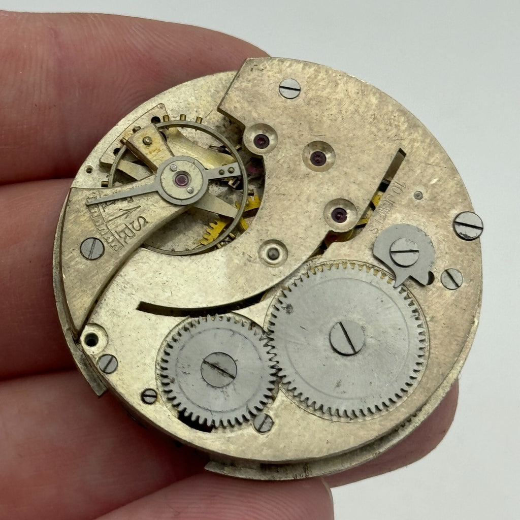 10 Jewels Pocket Watch Movement Unidentified Vintage Parts Repair 41.4mm