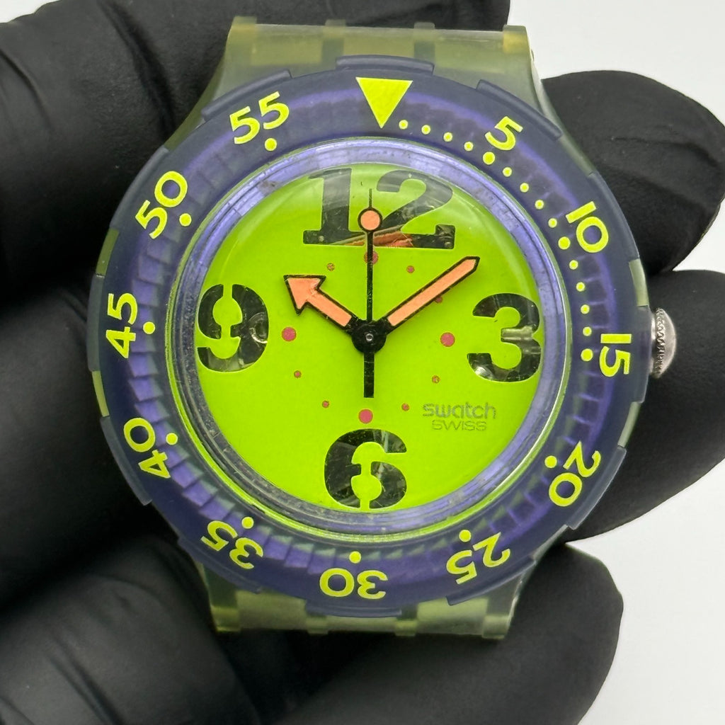 Vintage Swatch Scuba 200 Watch SDN103 Spray Up 1992 ETA Quartz Swiss 40mm Parts 