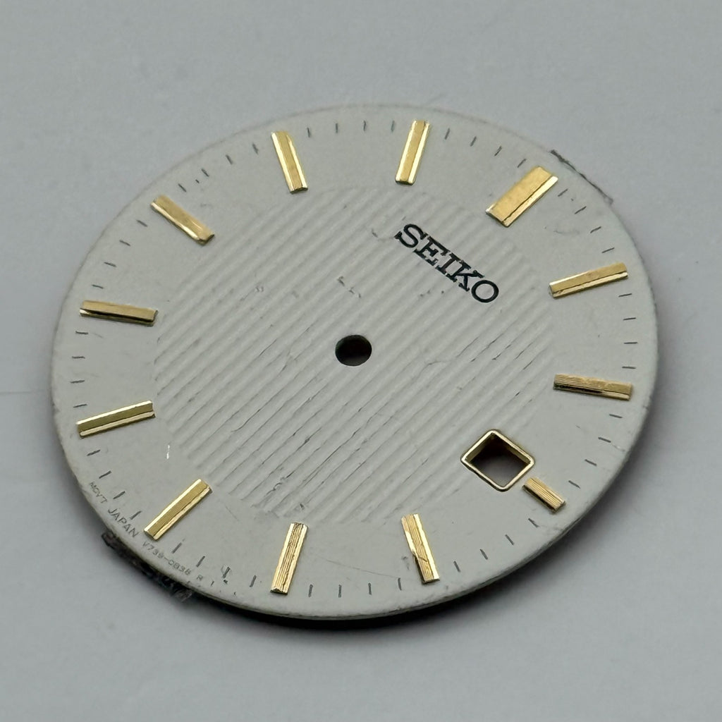 Seiko V739-0B38 Watch Dial White Japan Vintage Spare Parts Repair 27.9mm