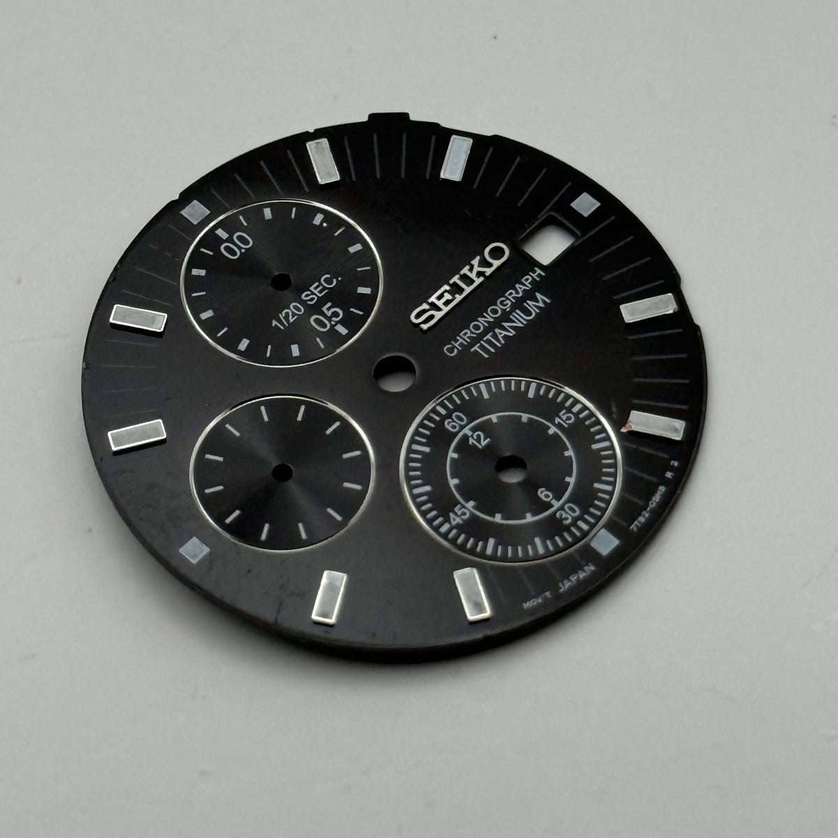 Seiko 7T82-0SN8 Watch Dial Chronograph Titanium Black Spare Parts Repair 28.4mm