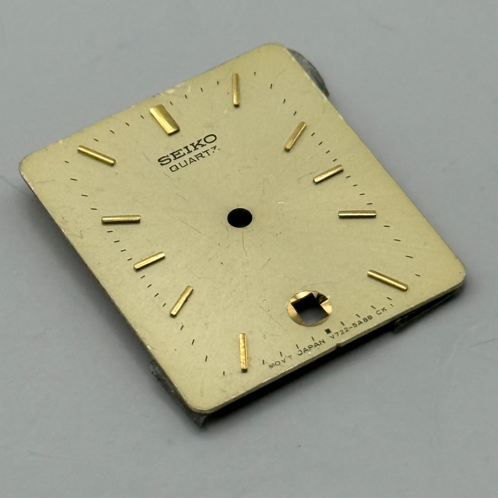 Seiko V722-5A88 Watch Dial Gold Tone Quartz Vintage Spare Parts Repair 21.2mm
