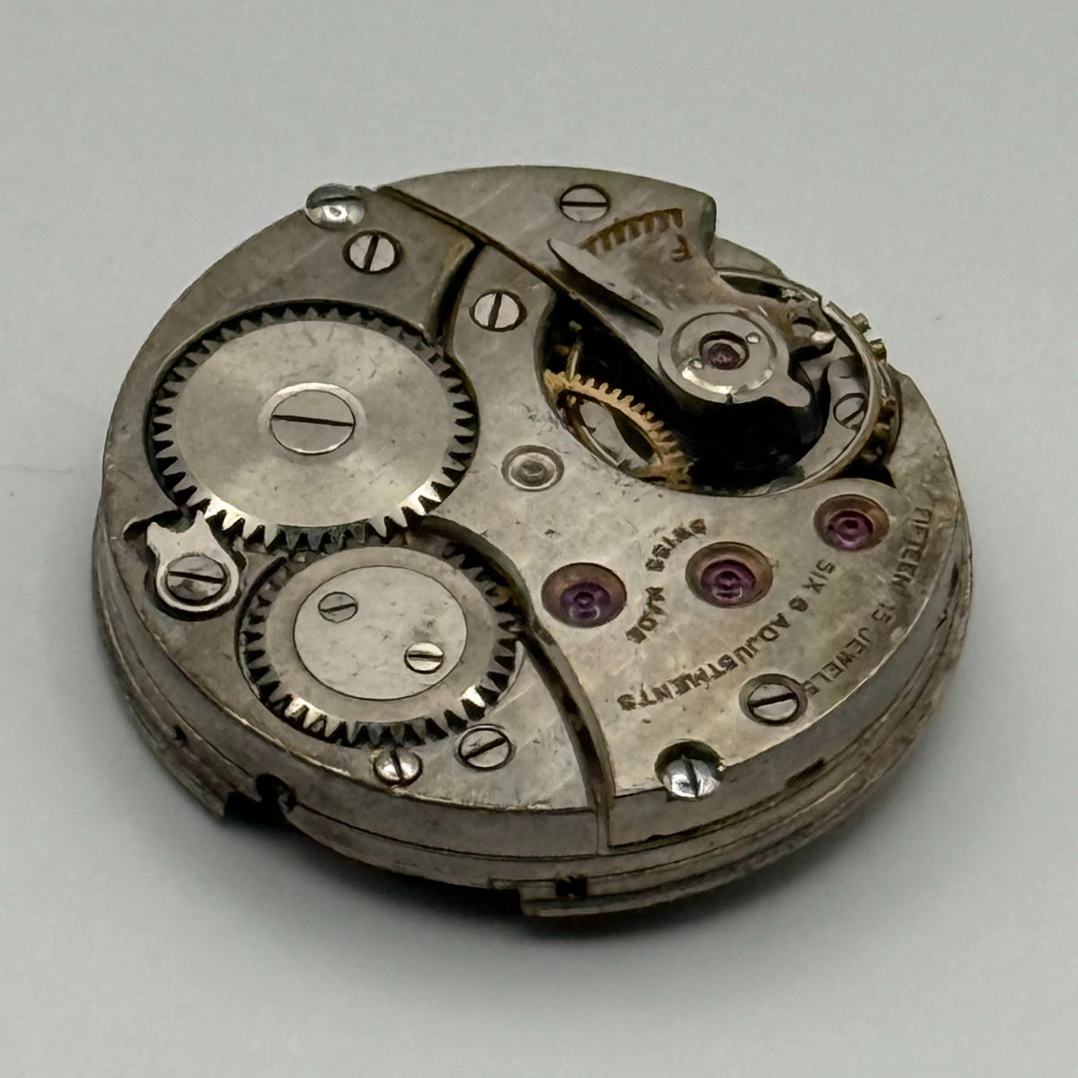 Meridian Regd Watch Movement 15 Jewels 6 Adjustments Manual Wind Parts 23.6mm