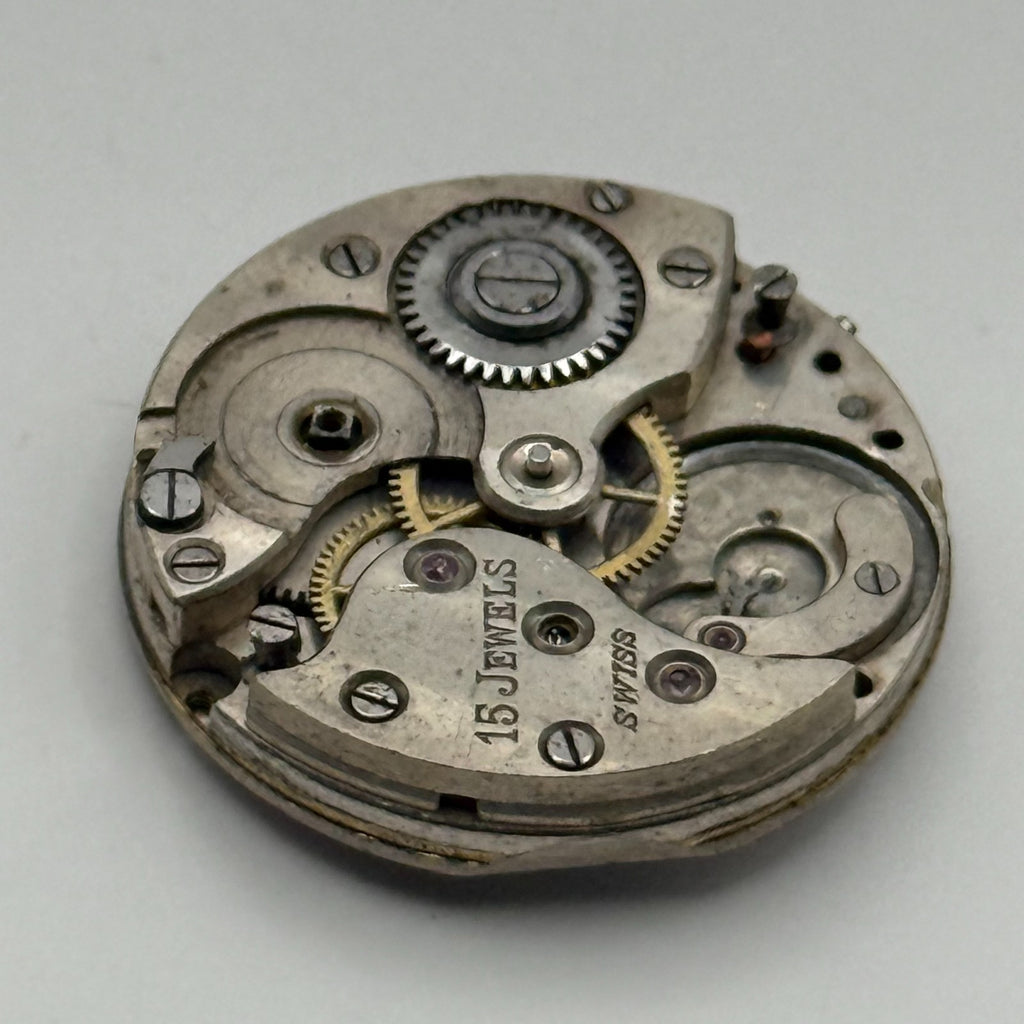 Red 12 Watch Movement - 15 Jewels - For Parts / Repair - 23.3mm