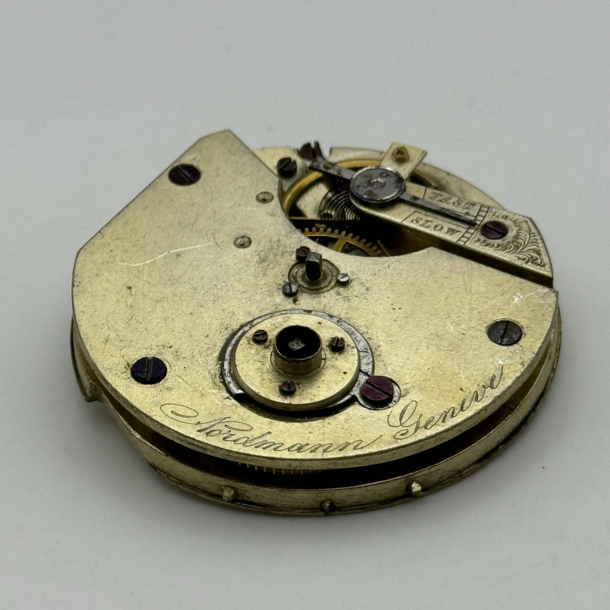 Nordmann Geneve Antique Key Wound Pocket Watch Movement Parts Repair 40.7mm