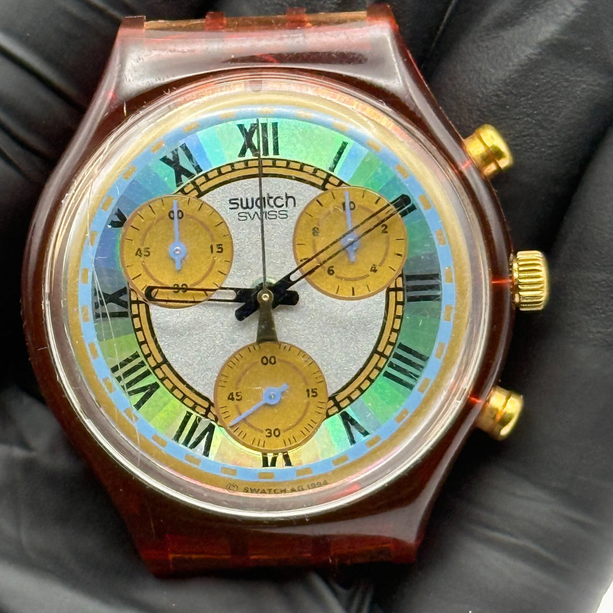 Vintage Swatch Chrono Watch SCF100 Romain 1994 ETA Quartz Swiss 40mm Parts 