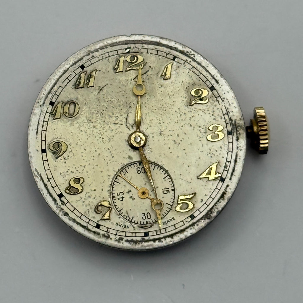 Unidentified Watch Movement Running 9 Jewels Swiss Manual Wind Parts 22.9mm