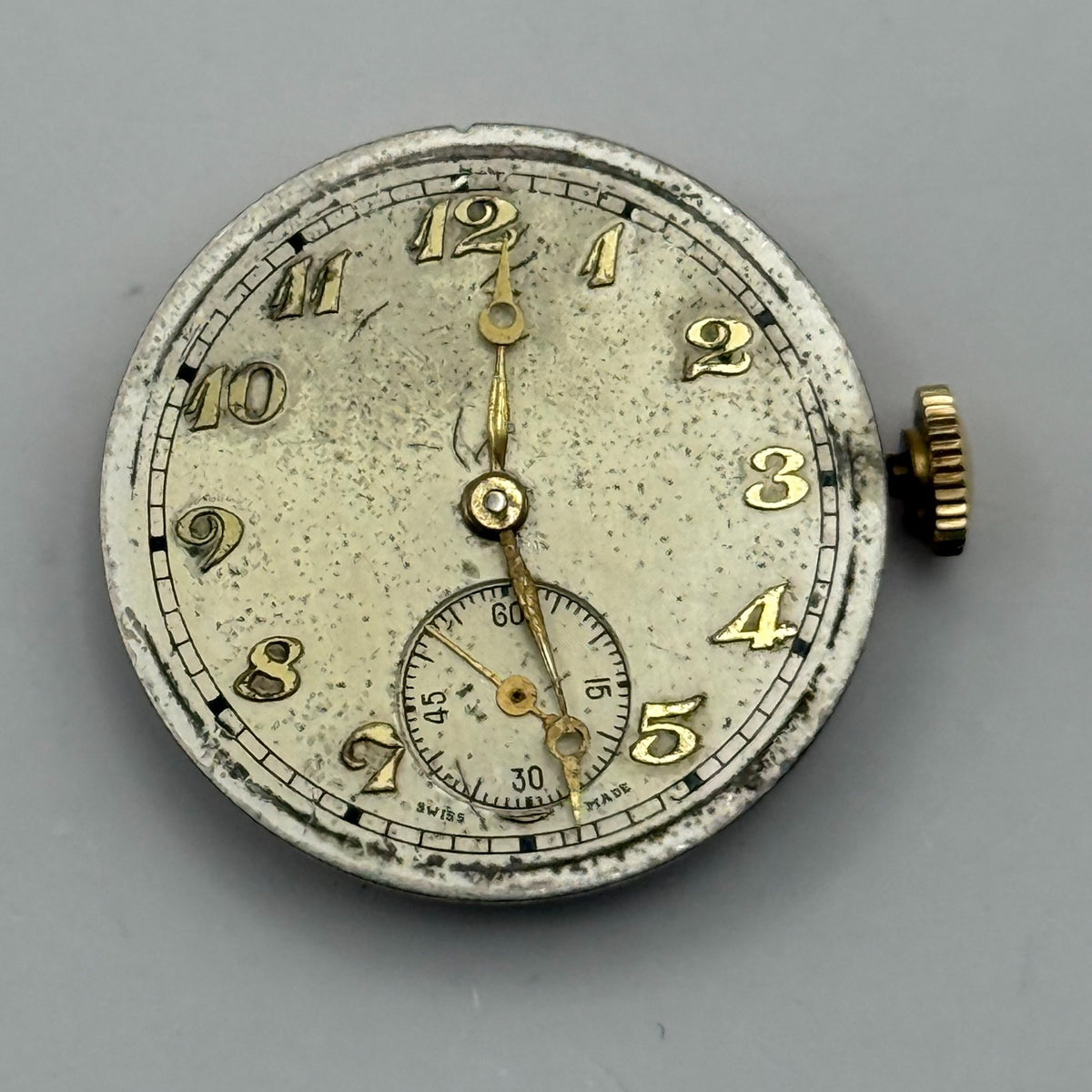 Unidentified Watch Movement Running 9 Jewels Swiss Manual Wind Parts 22.9mm