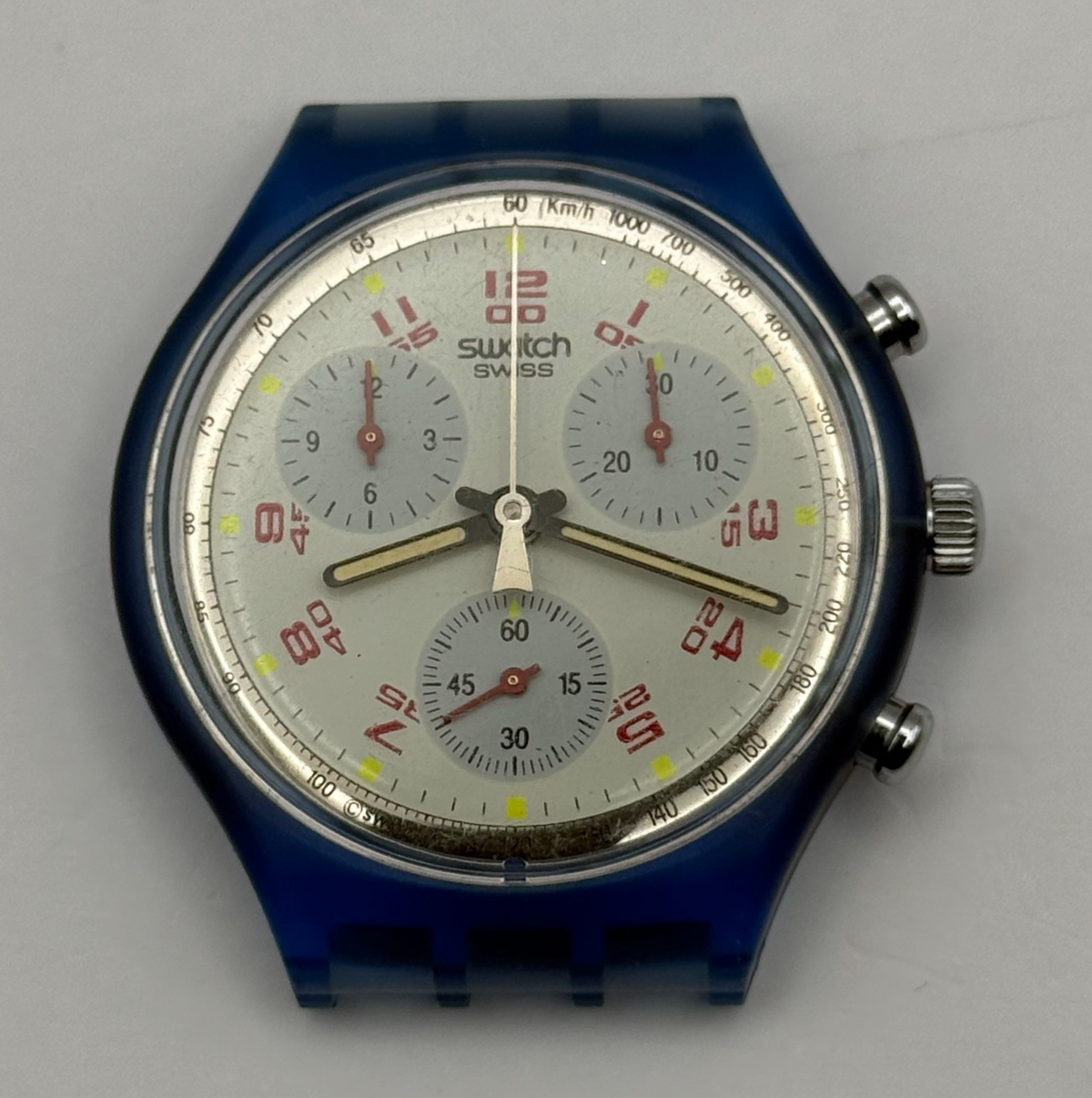 Vintage Swatch Chrono Watch SCN103 JFK 1991 ETA Quartz Swiss 40mm Parts Repair