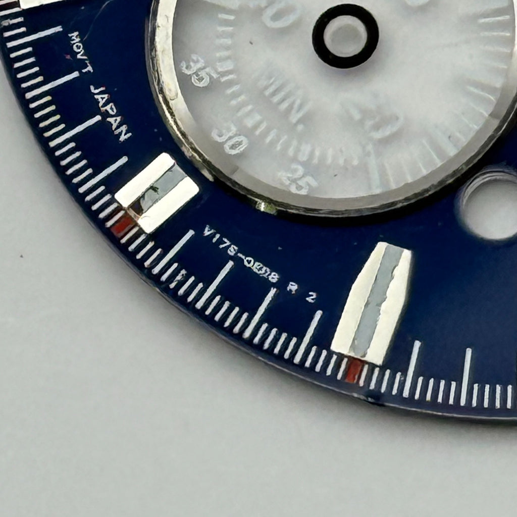 Seiko V178-0EB8 Watch Dial Chronograph Solar Blue Spare Parts Repair 33.1mm