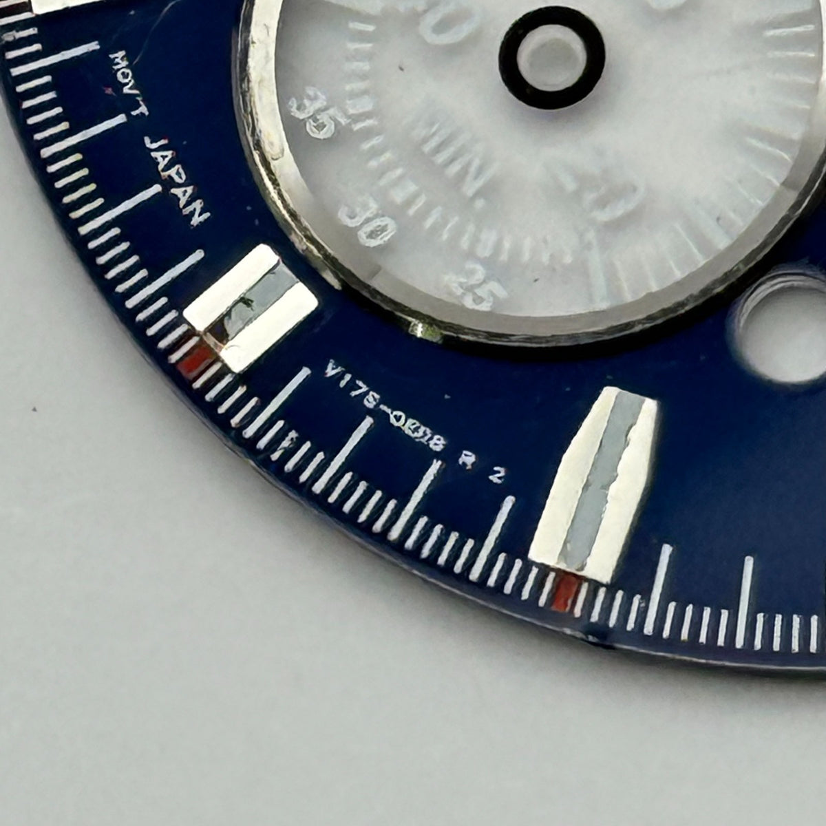 Seiko V178-0EB8 Watch Dial Chronograph Solar Blue Spare Parts Repair 33.1mm