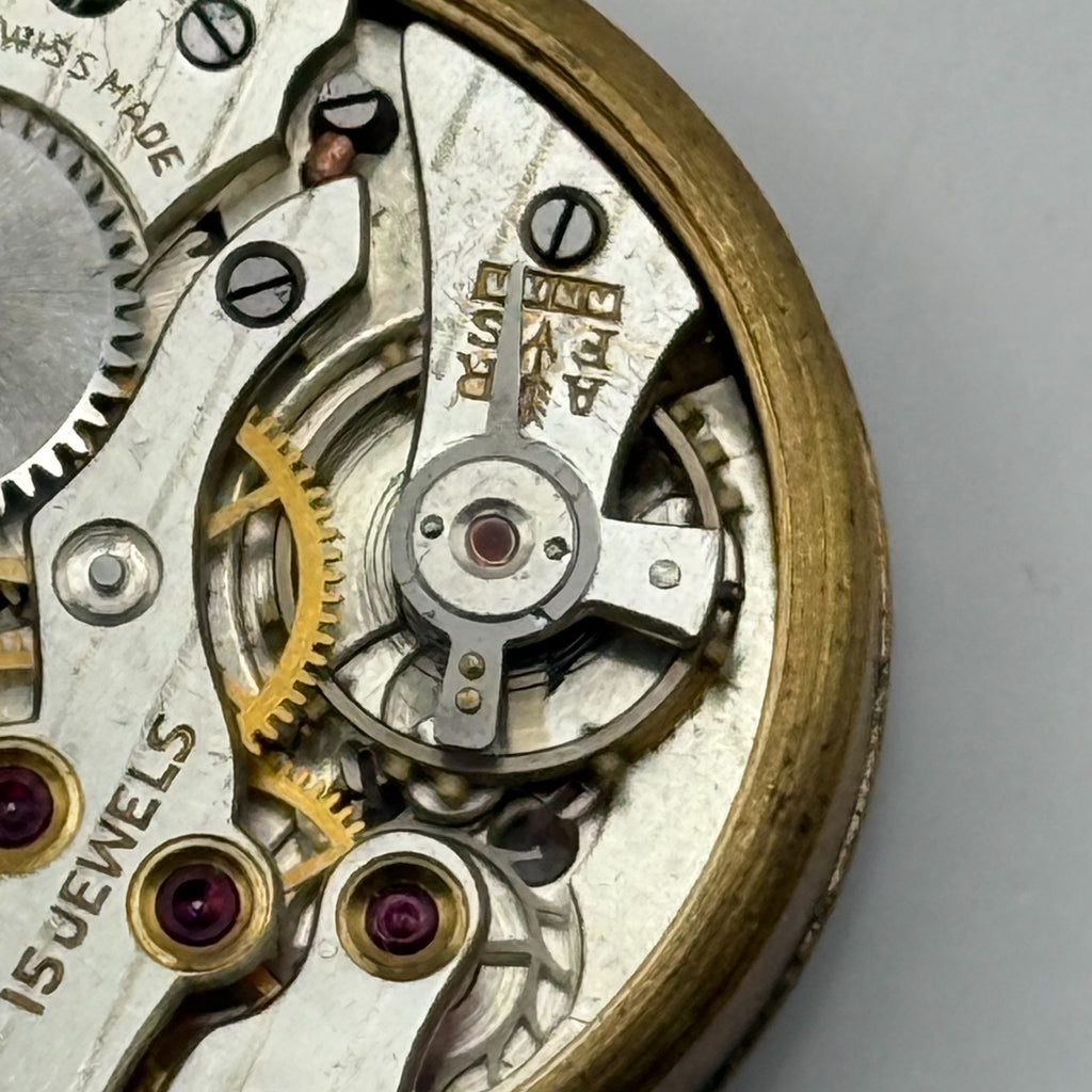 Kurth 180 Watch Movement - 15 Jewels - Running - For Parts / Repair - 22.6mm