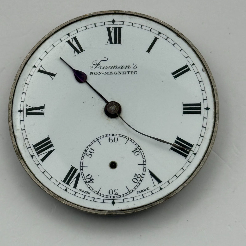 Freeman’s Non Magnetic Pocket Watch Movement Open Face Sub Seconds Parts 37.9mm