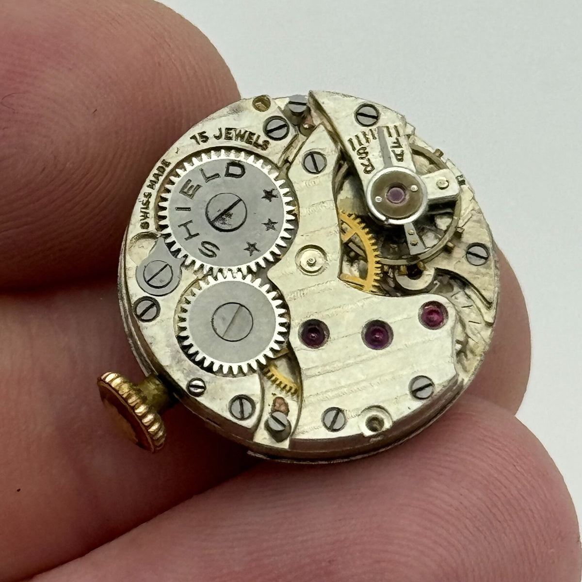 Shield Watch Movement - Nice Finish - For Parts / Repair - 19.6mm