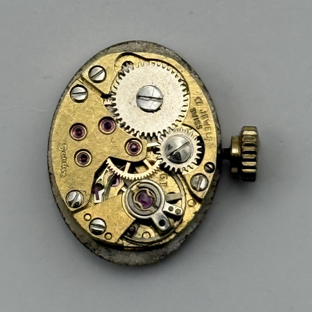 FE 68 E4 Watch Movement Sandoz 17 Jewels Swiss Manual Wind Parts Repair 13.1mm