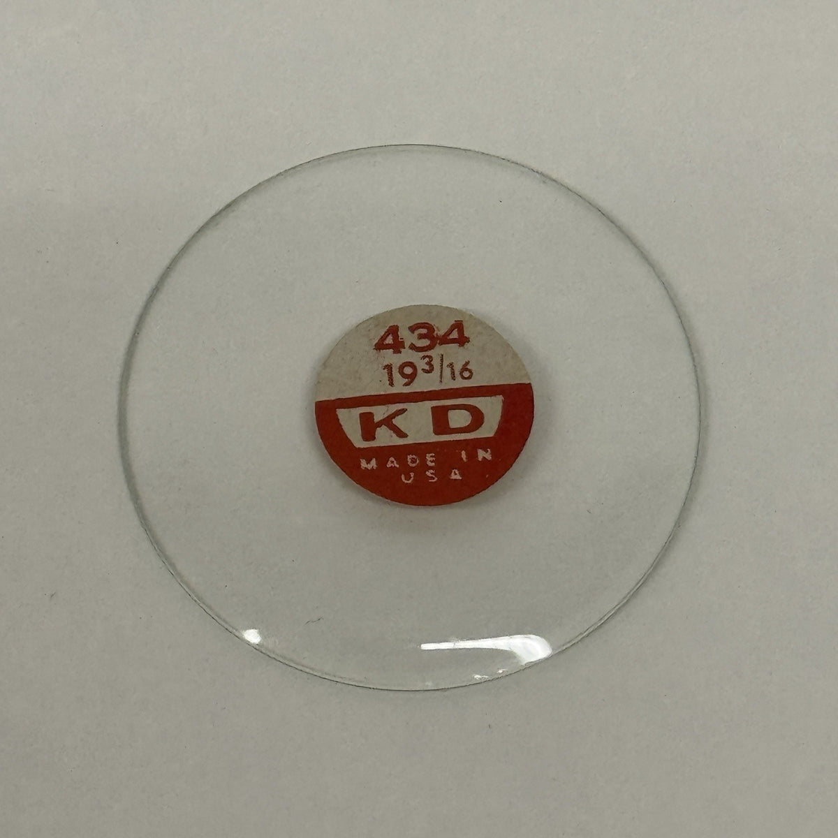 43.4mm Pocket Watch Glass / Crystal - 19 3/16 - 3mm Height - KD USA - Antique