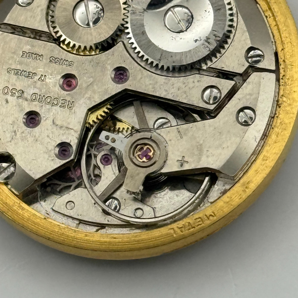 Record 650 Watch Movement - De Luxe 17 Jewels - For Parts / Repair - 29.7mm