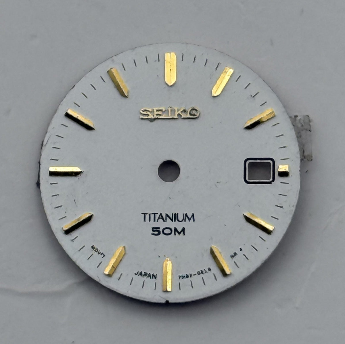 Seiko 7N82-0EL8 Watch Dial Titanium 50M White Japan Spare Parts Repair 19.4mm