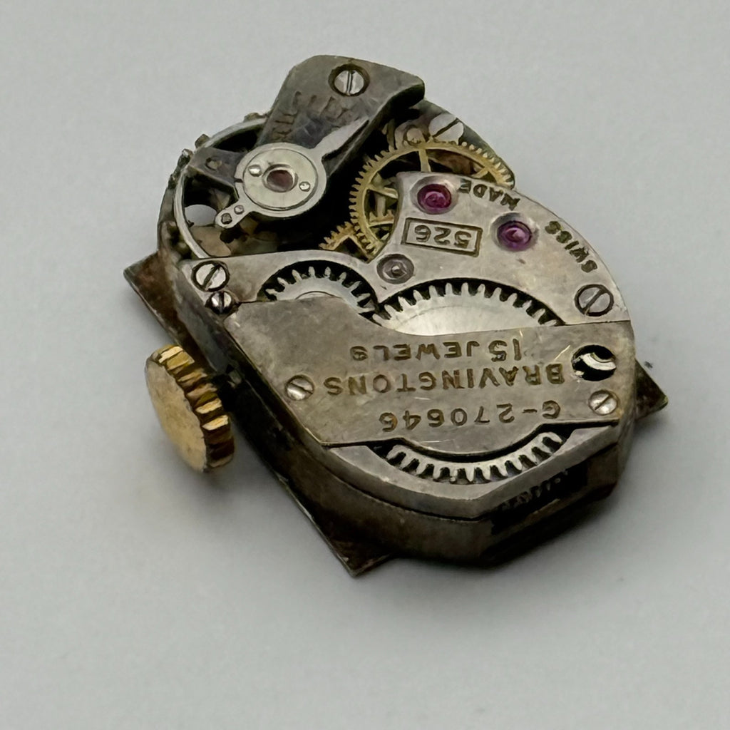 Bravingtons 526 Watch Movement 15 Jewels Swiss Manual Wind Parts Repair 12.7mm
