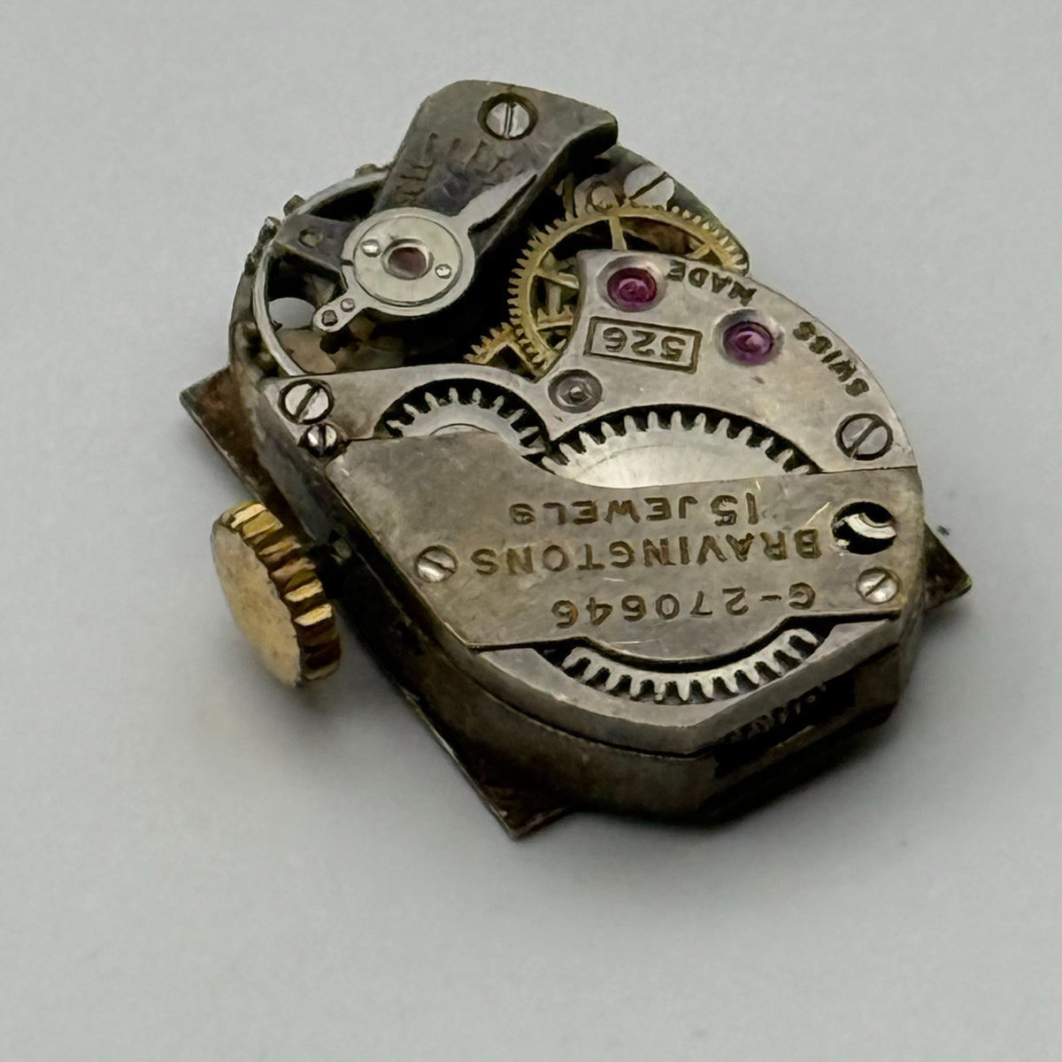 Bravingtons 526 Watch Movement 15 Jewels Swiss Manual Wind Parts Repair 12.7mm