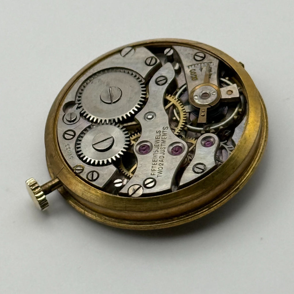15 Jewels 2 Adjustments Watch Movement Running Unidentified Swiss Parts Repair
