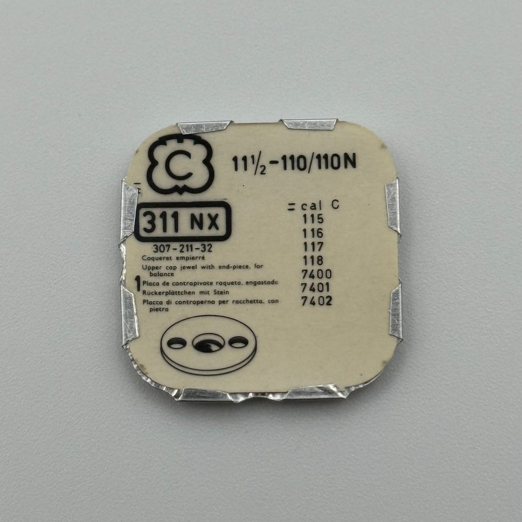 Chezard 110/110N Upper Cap Jewel With End Piece - 11 1/2 - 311 NX - Watch Parts