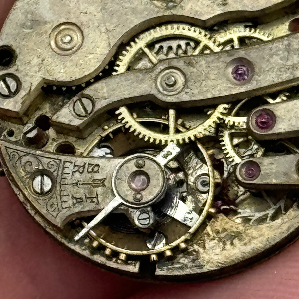 Pistol Watch Movement Vintage Swiss Manual Wind Parts Repair 23.6mm