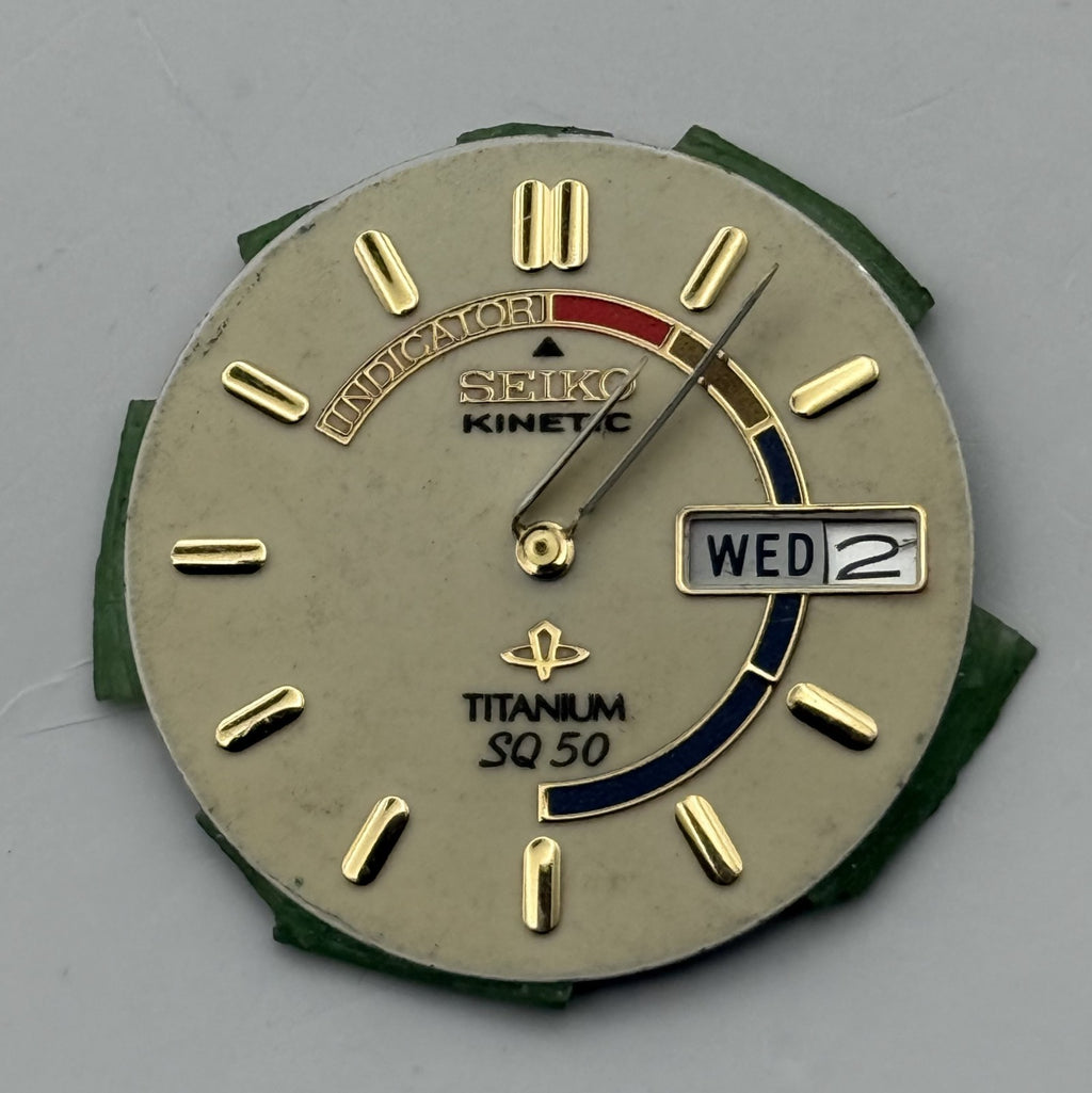 Seiko Kinetic Watch Dial Titanium SQ 50 Vintage Spare Parts Repair 26.5mm