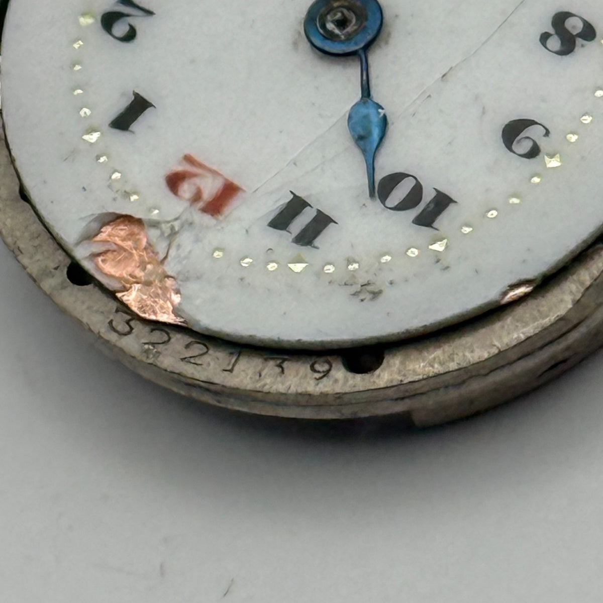 Red 12 Watch Movement - 15 Jewels - For Parts / Repair - 23.3mm