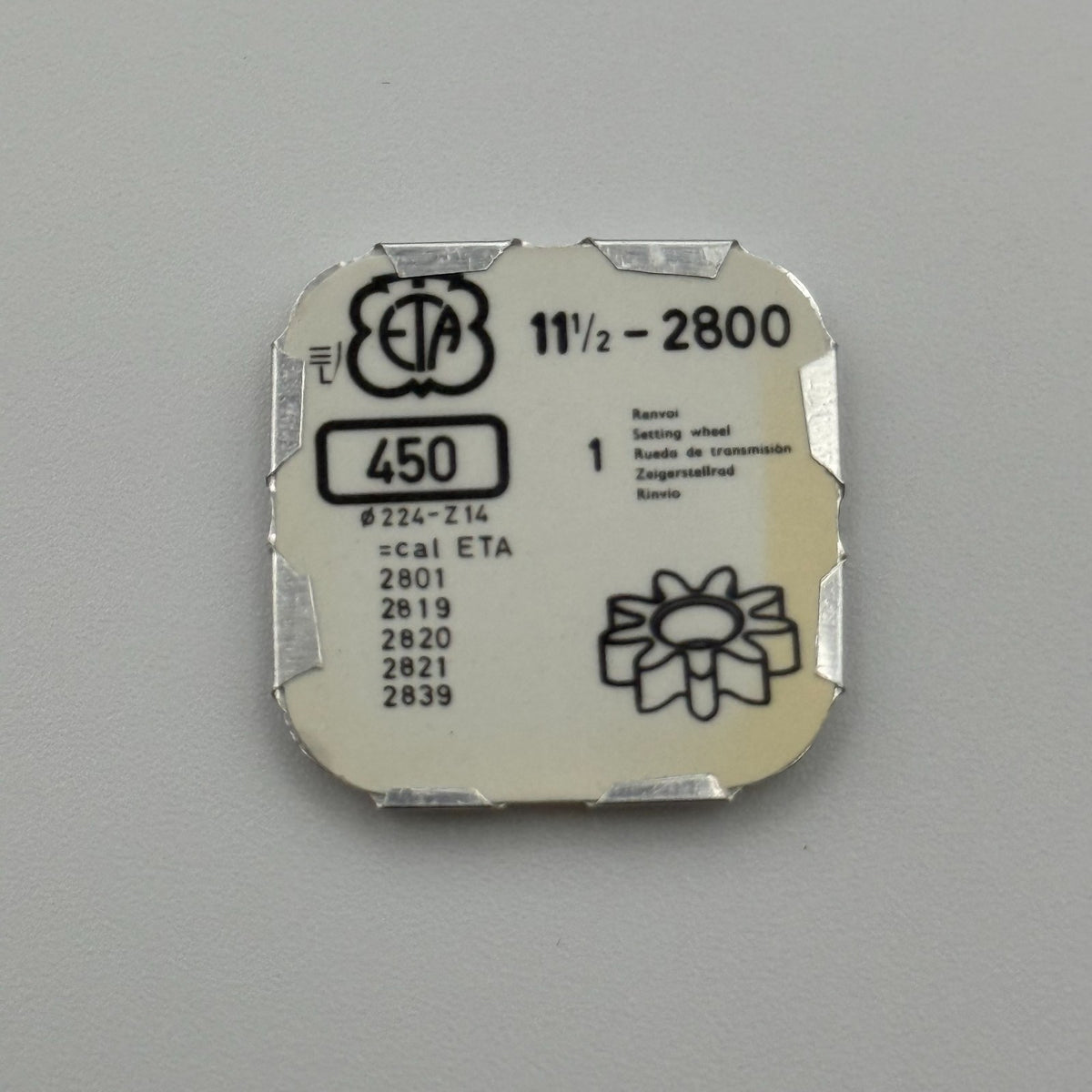 ETA 2800 Setting Wheel - 11 1/2 - 450 - New Old Stock - Watch Parts