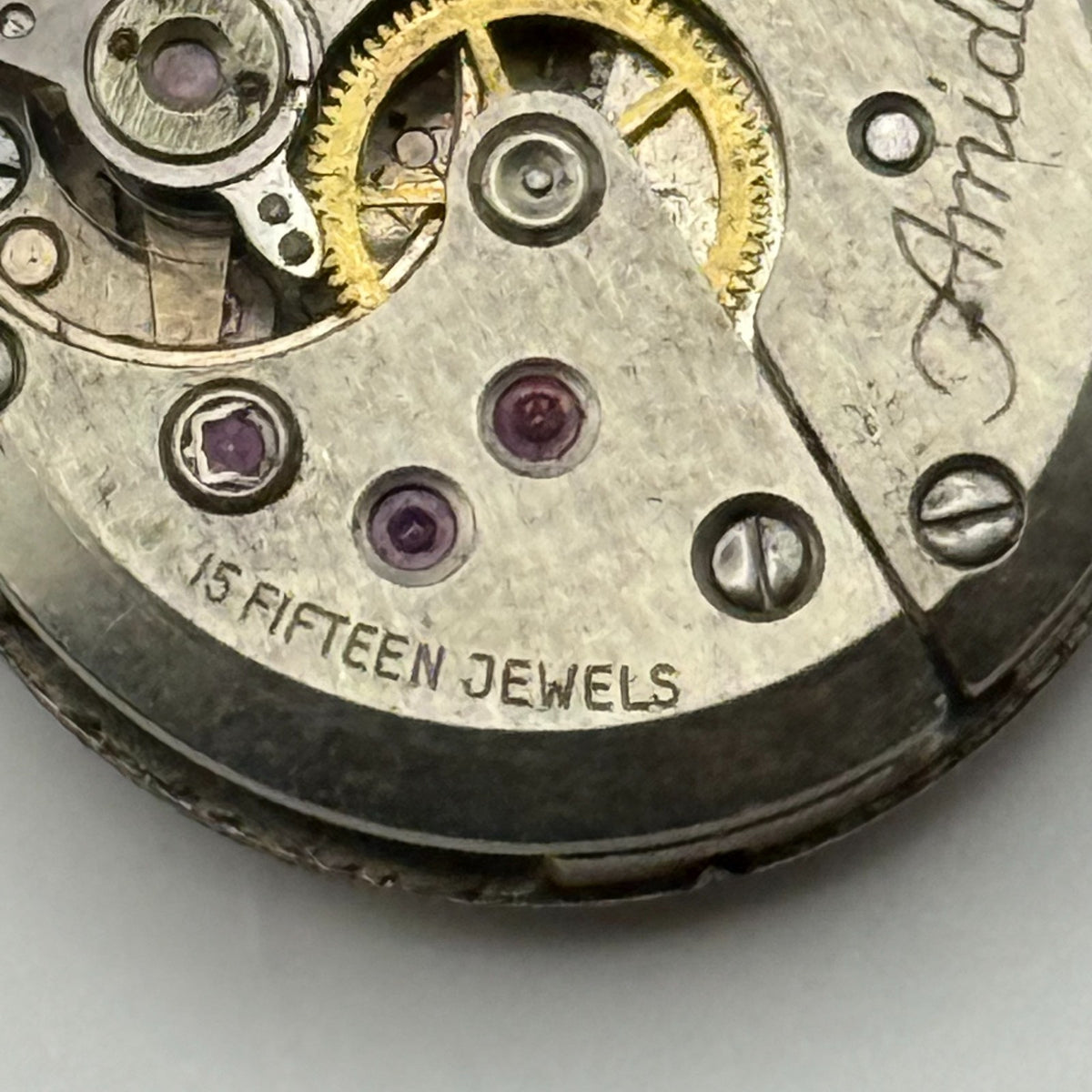 Amida 585 Watch Movement 15 Jewels Swiss Manual Wind Vintage Parts Repair 18.3mm