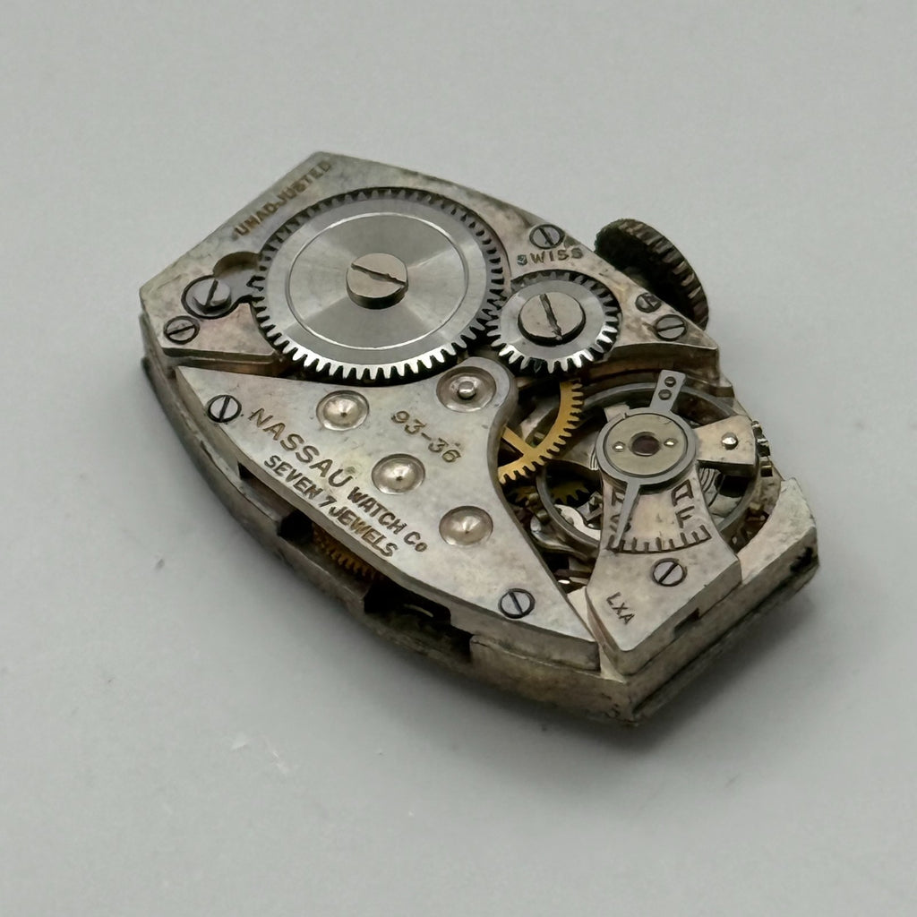 Nassau 93-36 Watch Movement 7 Jewels Swiss Manual Wind Parts Repair 14.3mm