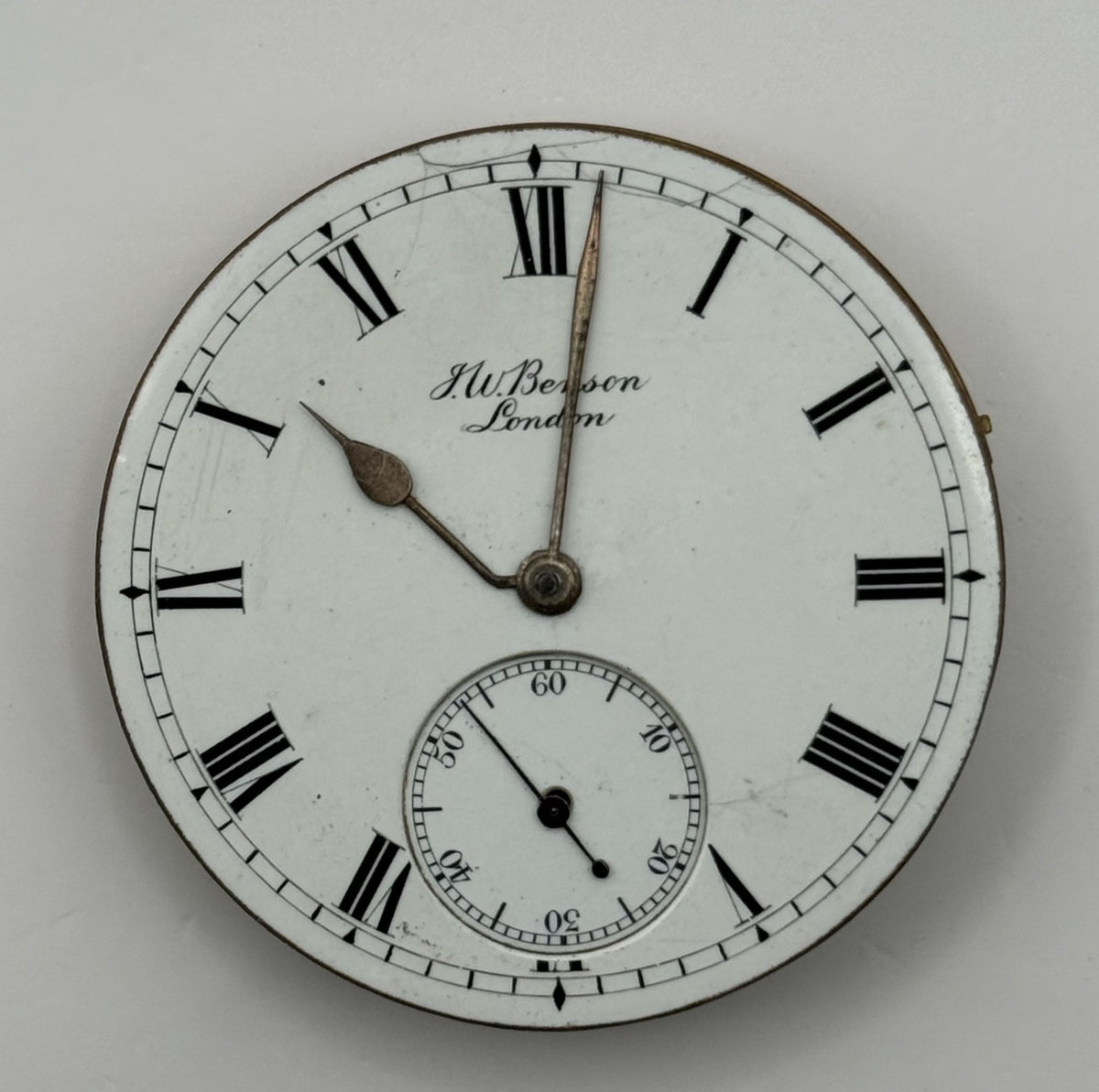 J.W. Benson London Pocket Watch Movement - English Lever - Parts / Repair 41.1mm