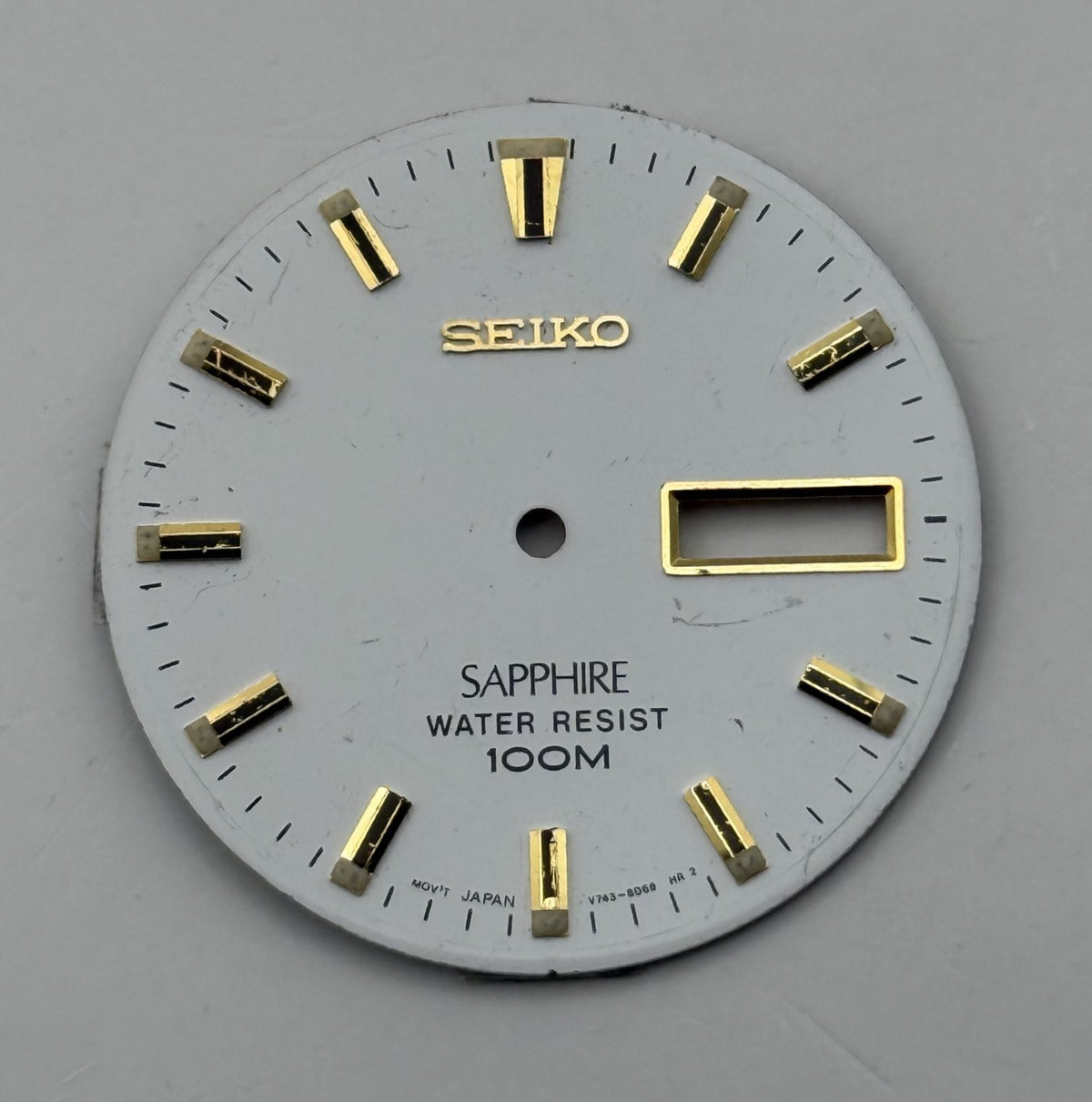 Seiko V743-8D60 Watch Dial Sapphire 100M White Japan Spare Parts Repair 29.4mm