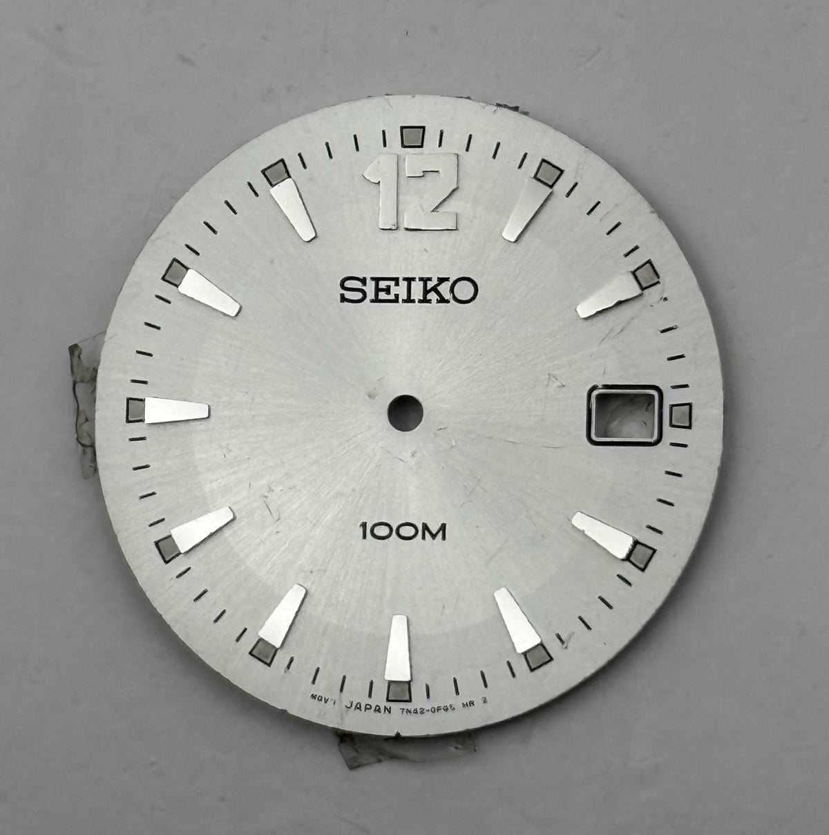 Seiko 7N42-0R05 Watch Dial 100M Silver Japan Vintage Spare Parts Repair 29.4mm