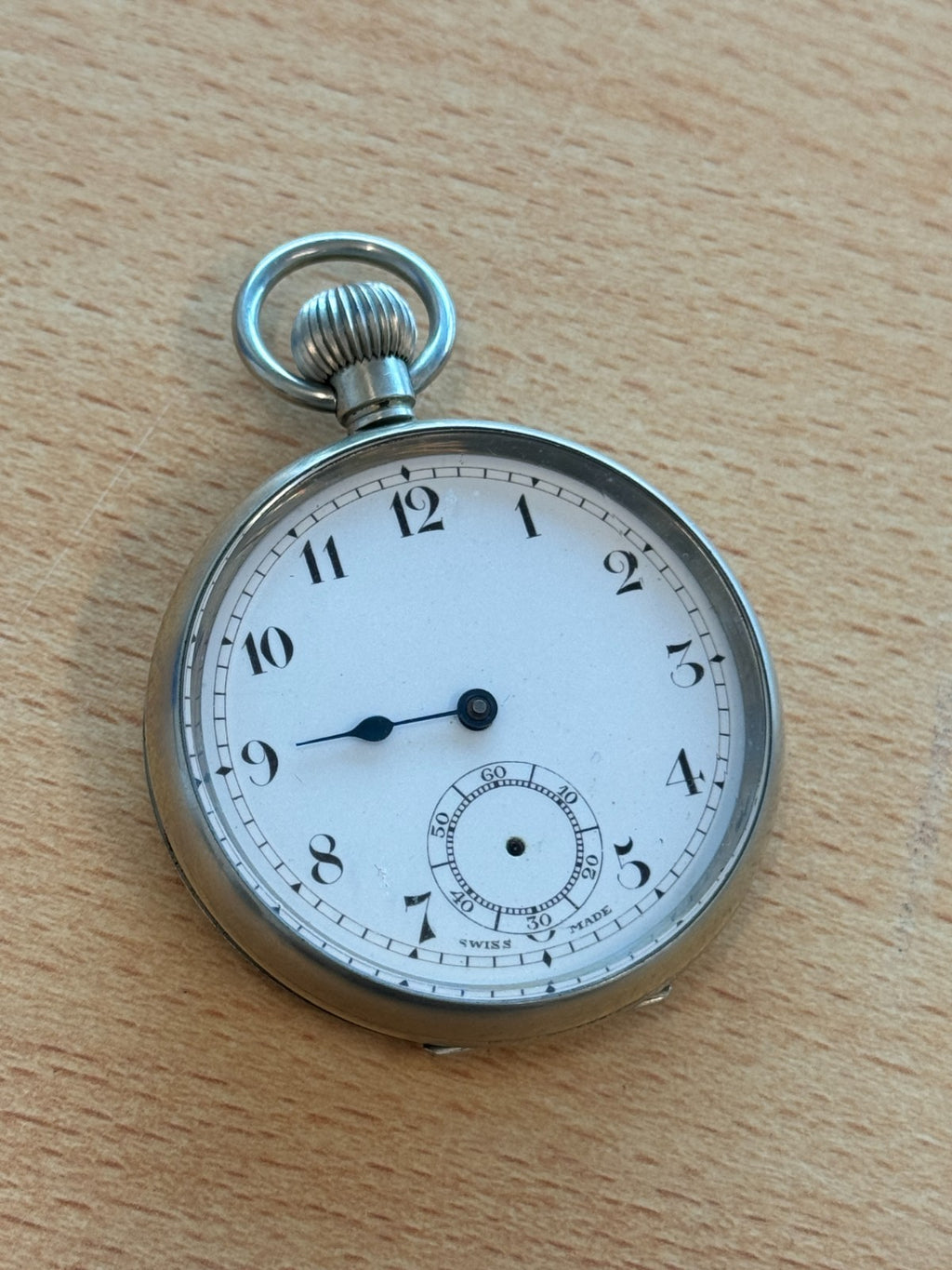Very Interesting Unusual Movement Pocket Watch - Running - Open Face Swiss 15j