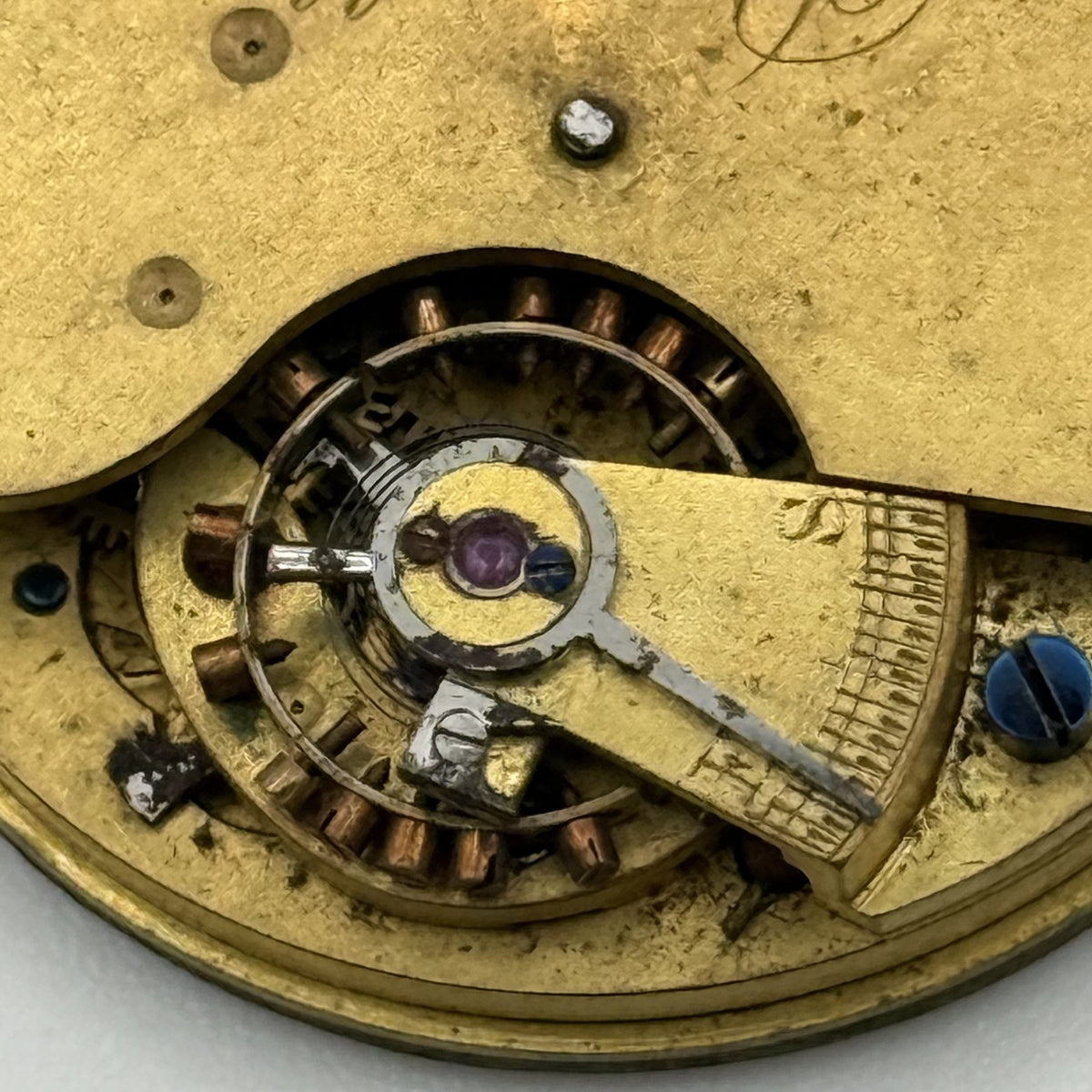English Lever Pocket Watch Movement - Russells Liverpool - Parts / Repair 32.1mm