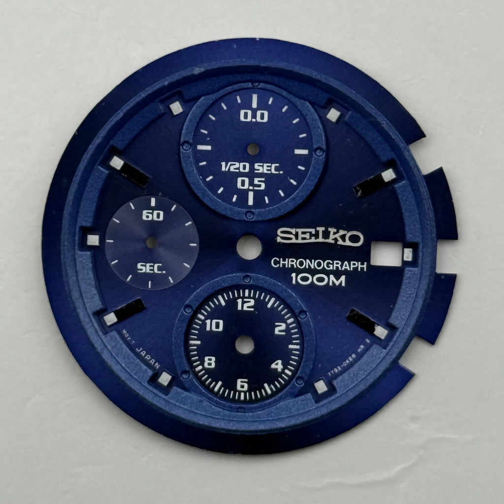 Seiko 7T92-0KE0 Watch Dial Chronograph 100M Blue Japan Spare Parts Repair 30.9mm