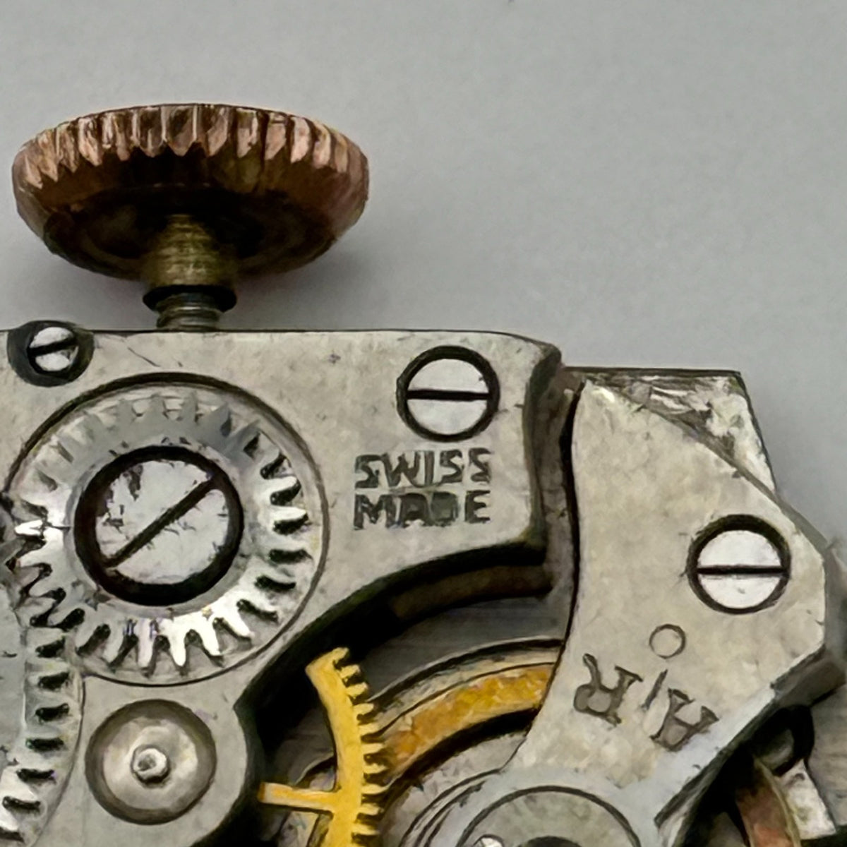 Unidentified Watch Movement Emes Cylinder Swiss Manual Wind Parts Repair 12.6mm